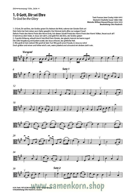 Lobt froh den Herrn / Stimmenauszüge Viola / Noten