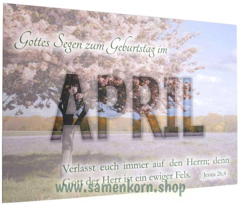 Postkarte "Gottes Segen zum Geburtstag im April"