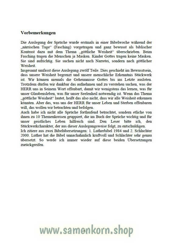 Sprüche der Weisheit - Auslegung/Buch - L. Gassmann