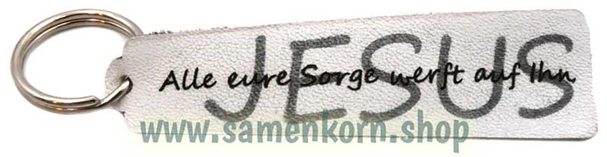 Schlüsselanhänger "Lederband", mit Text "Jesus - Weg, Wahrheit, Leben"
