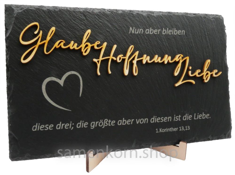 Schiefertafel – Glaube, Hoffnung, Liebe