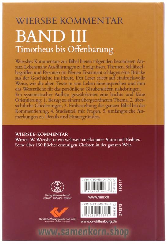 Wiersbe Kommentar zum Neuen Testament, Band 3 / Buch
