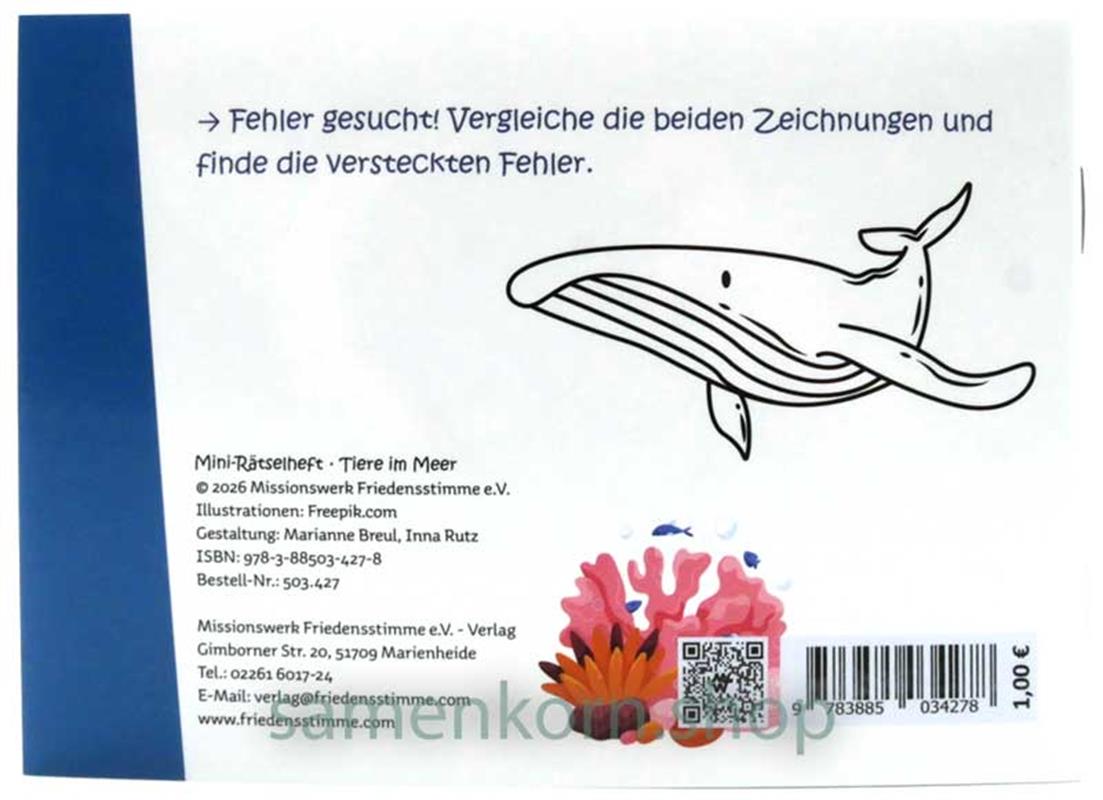 Mini-Rätselheft - Tiere im Meer  / Heft