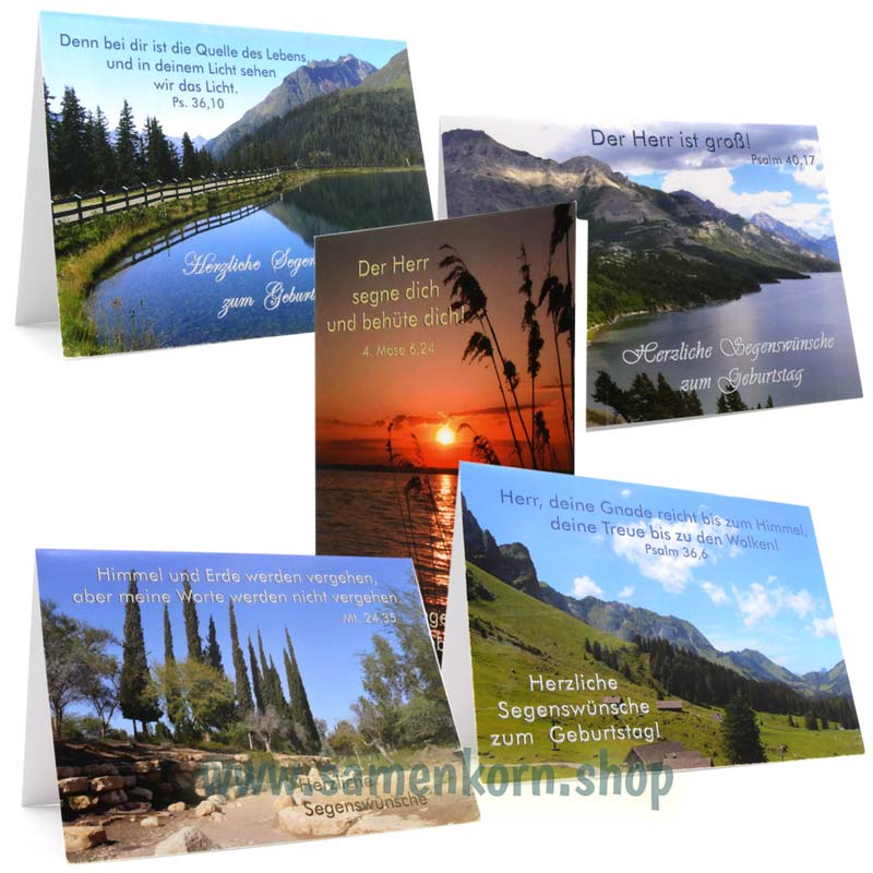 Doppelkarten zum Geburtstag / Set "Landschaft" 5 Karten