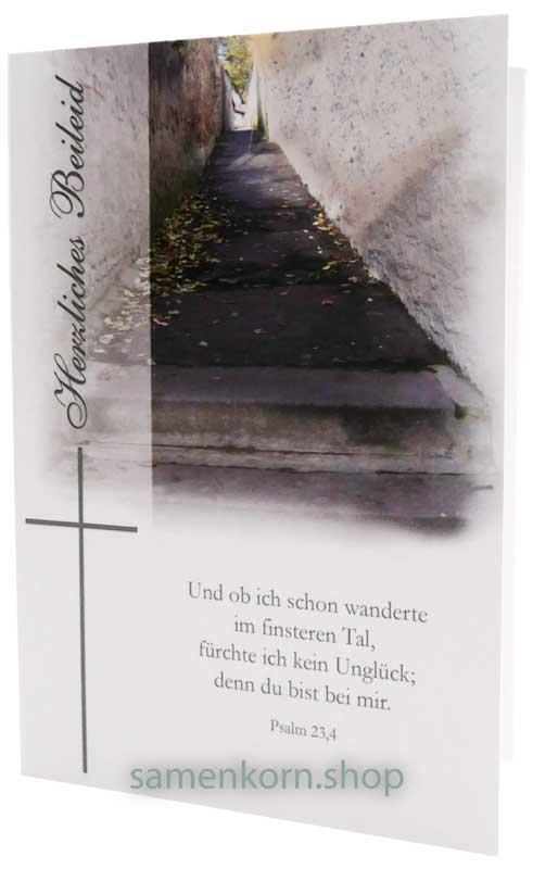 Doppelkarte "Herzliches Beileid" Ps. 23,4
