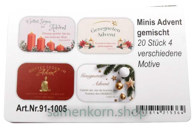 Mini-Kärtchen zum Advent (4 Motive) / 20 Stück