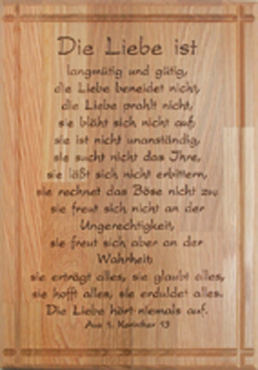 Wandbild ohne Motiv "Die Liebe ist ..." / 21,5 x 30,5 cm