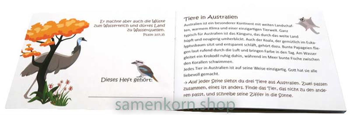 Mini-Rätselheft - Tiere in Australien  / Heft