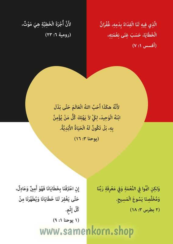 Verteilkarte zum "Wortlosen Buch", arabisch