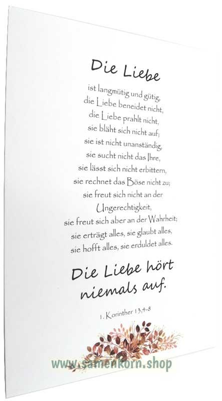 Postkarte "Die Liebe..." 1. Kor. 13 Herbstblätter