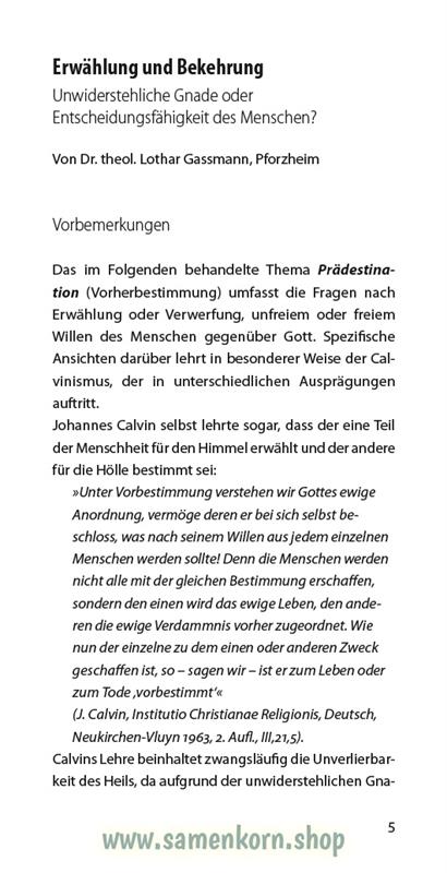 Erwählung und Bekehrung, Band 28 Reihe Orientierung / Heft