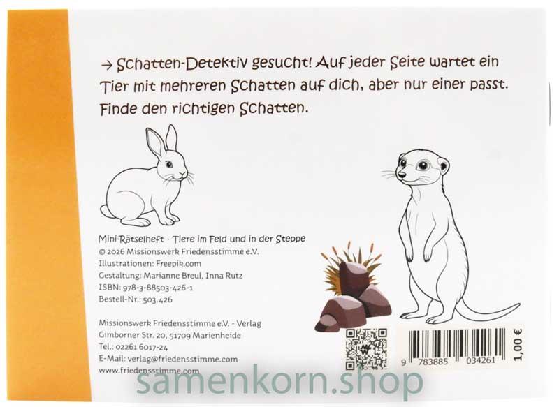 Mini-Rätselheft - Tiere im Feld und in der Steppe  / Heft