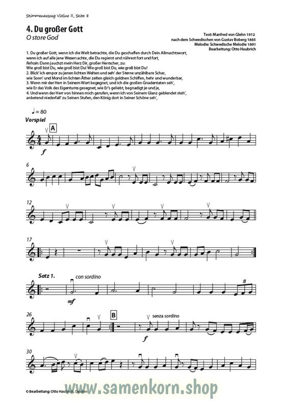 Lobt froh den Herrn / Stimmenauszüge II.Violine / Noten
