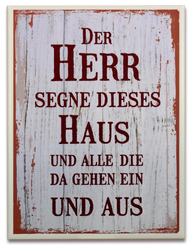 Keramikfliese "Der Herr segne dieses Haus ..." (grau-braun)