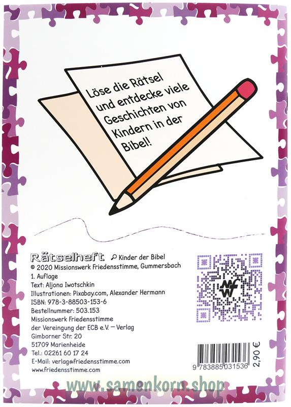 Rätselheft "Kinder der Bibel" / Heft