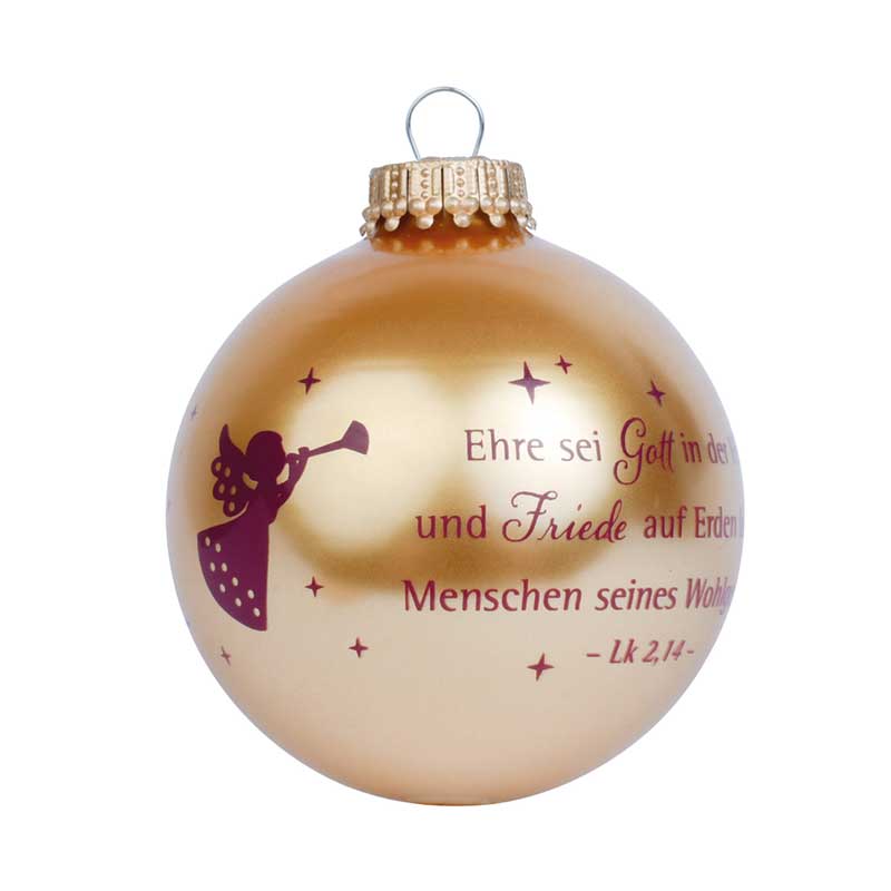 Weihnachtskugel in Gold Motiv "Engel"