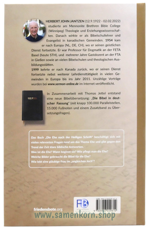 Die Ehe nach der Heiligen Schrift - Bd. 8 / Buch
