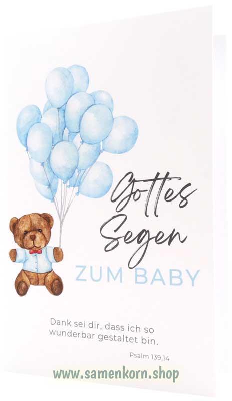 Faltkarte "Gottes Segen zum Baby" Junge / Ps.139,14