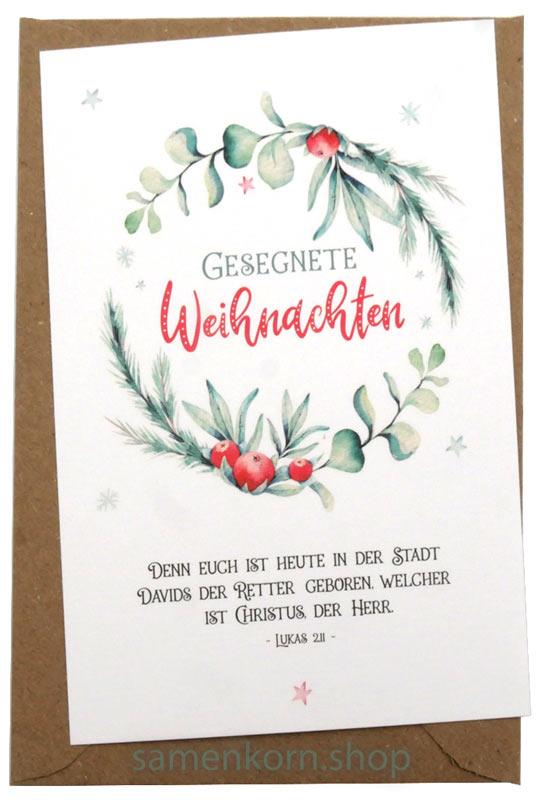 Weihnachtskarte "Gesegnete Weihnachten" - Leinenpapier