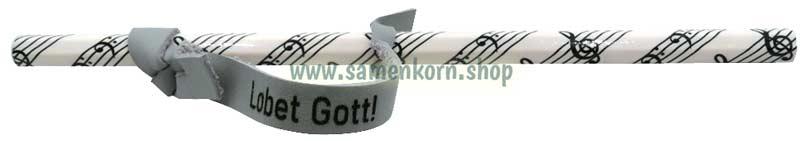 Bleistift "Notenschlüssel" mit Lederschlaufe, Text "Lobet Gott"