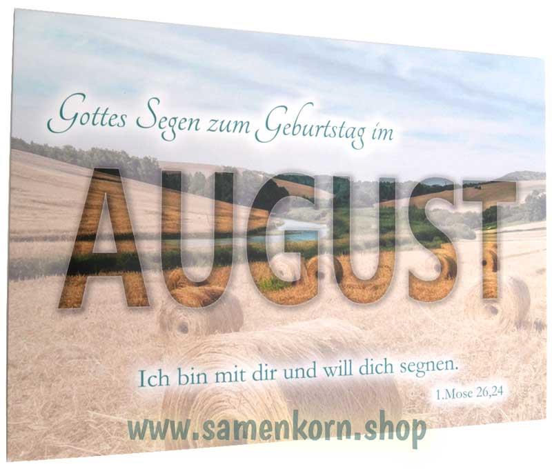 Postkarte "Gottes Segen zum Geburtstag im August"